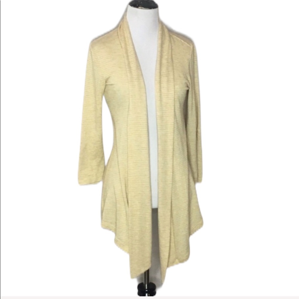 Bobeau yellow striped open cardigan Size Small